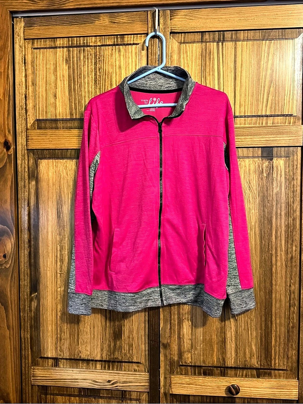 Made for life Zip Front Colorblock Top Pink & Gray Size XL